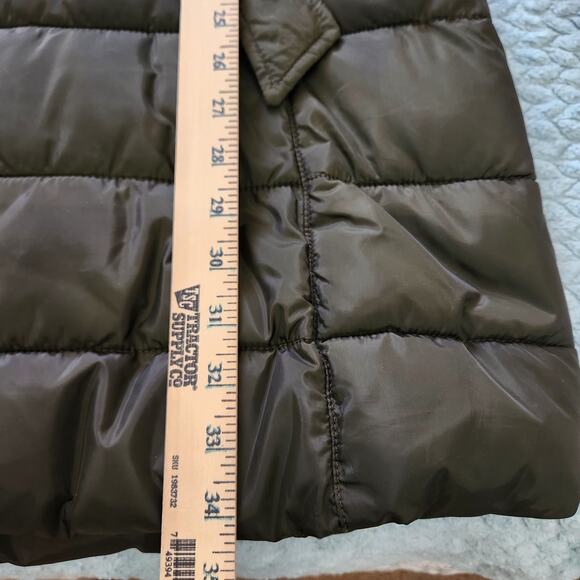 LOFT Army Olive Green Removable Faux Fur Hood Puffer Jacket Coat Size 16 - Picture 7 of 11